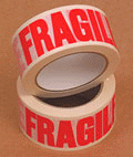 Photo of printed FRAGILE tape