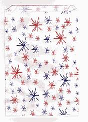 Red and Blue Starburst Patterned Paper Bag