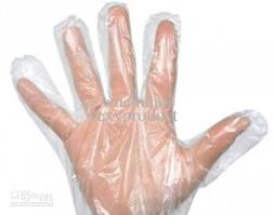 Picture of a clear disposable polythene glove